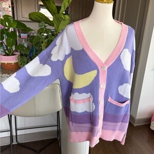 Pastel Cloud Moon V-Neck Cardigan